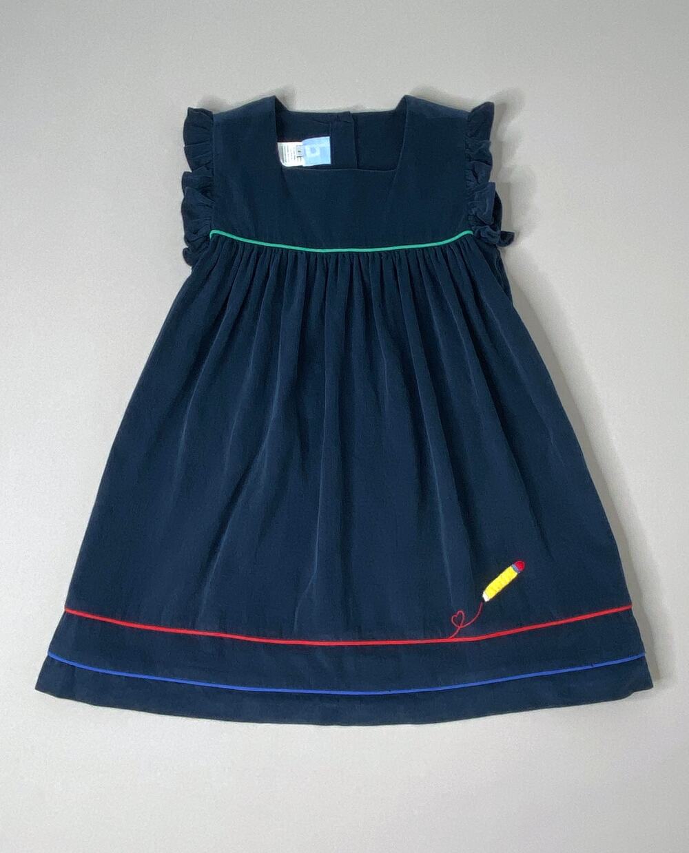 Bella Bliss Blue Corduroy Pencil Embroidered Jumper Girls 6 Yrs